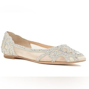 Badgley Mishka Gigi Pointed Toe Ivory Flat Evening Shoe Women’s 8 NEW no box